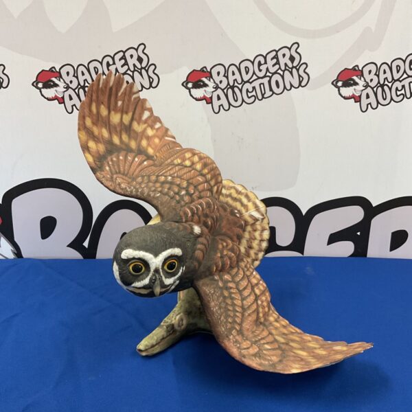 Detailed Franklin Mint spectacled owl porcelain figurine.