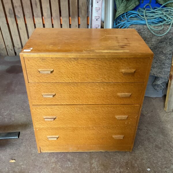 Vintage G-Plan light oak chest of drawers, mid-century modern style.