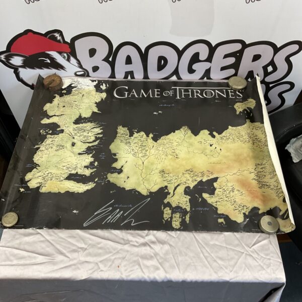 Full view of signed Game of Thrones map poster at auction.