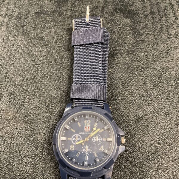 Green Gemius army quartz wristwatch with canvas strap.