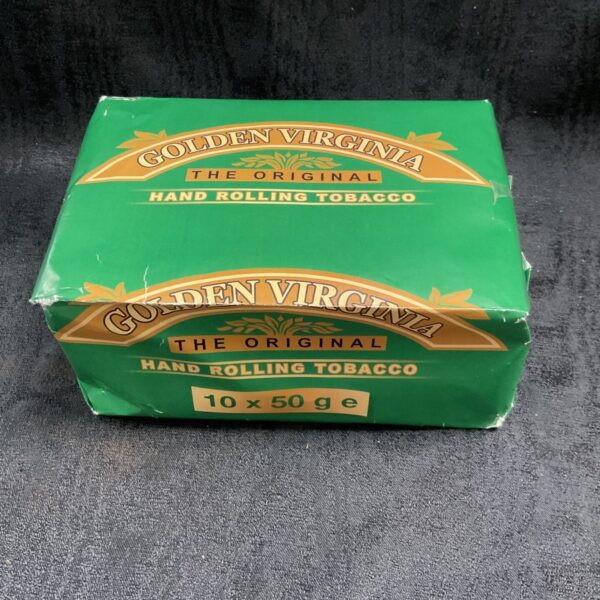 Ten packs of Golden Virginia hand-rolling tobacco.