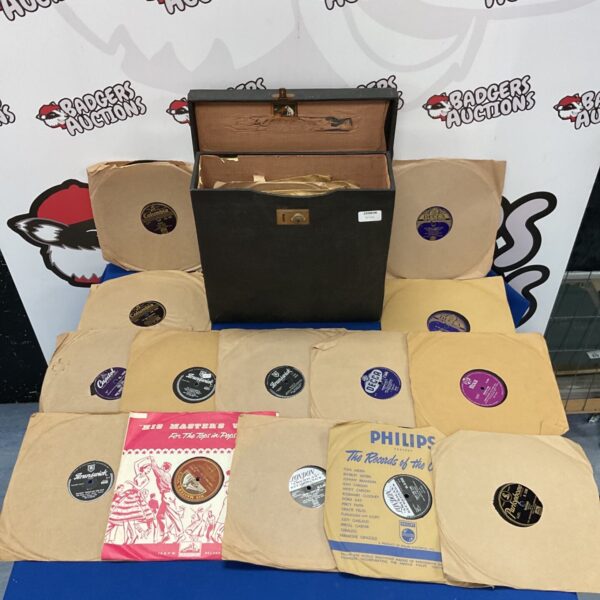 Vintage gramophone records collection including Bill Haley & The Comets.