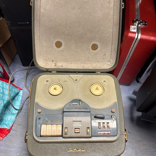 Vintage Grundig TK30 portable reel to reel player in carrying case.