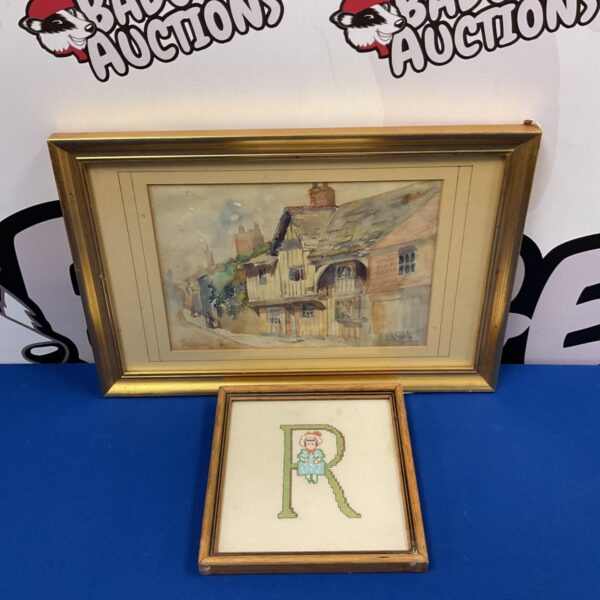 G S Beach watercolour painting of a quaint Parsonage Row village scene.