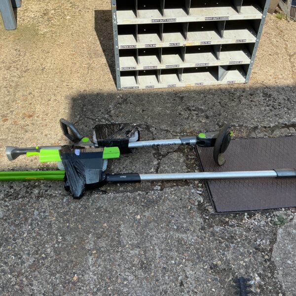 Gtech strimmer and hedge cutter set with batteries and charger.