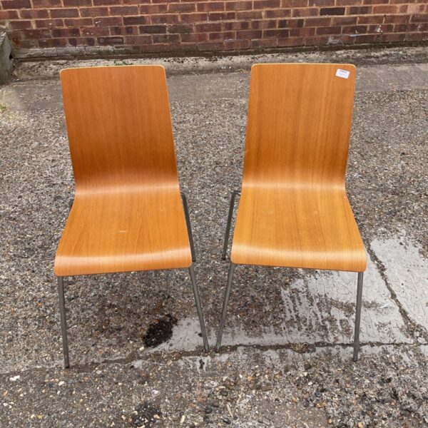 Pair of vintage Habitat dining chairs with wood seats.