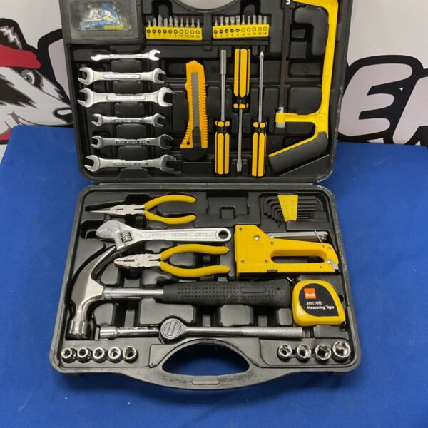 51-piece hand tool kit with various tools inside a case.