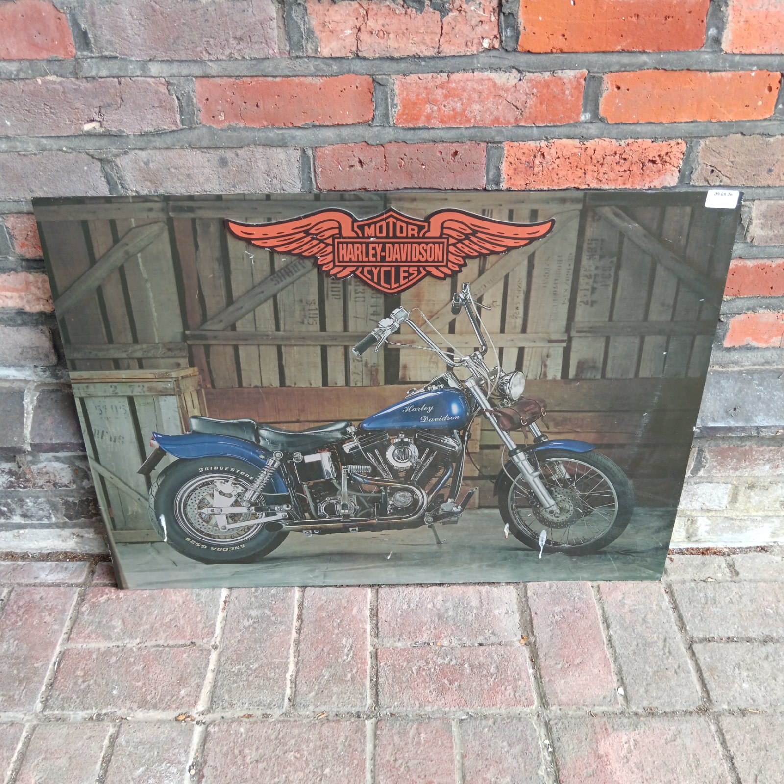 Classic Harley Davidson motorcycle print on aluminium wall art.