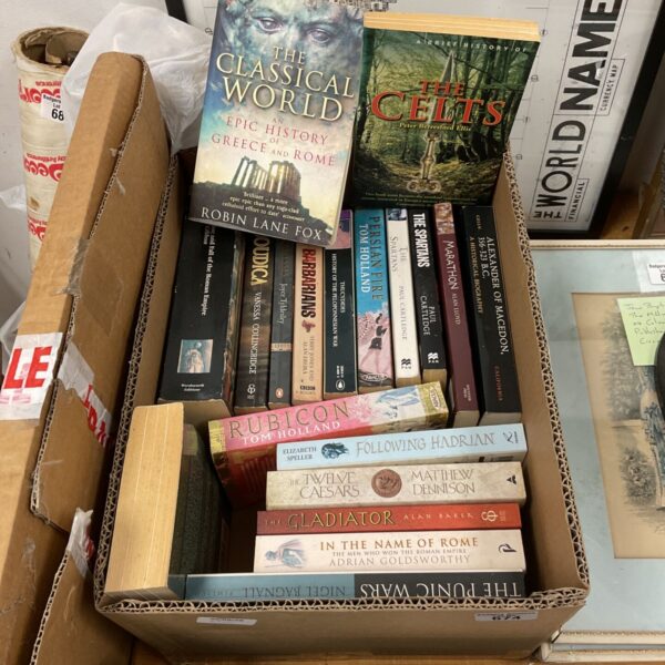 Lot of vintage historical paperback books on ancient history.