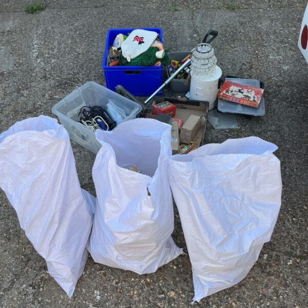 Bundled house clearance lot with mixed household items.