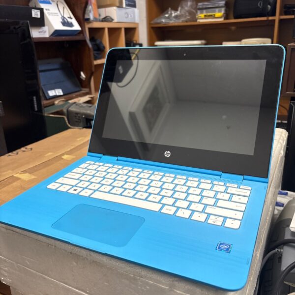 Blue HP laptop offered for parts or repair, untested condition.