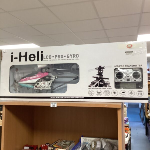 I-heli LCD Pro Gyro helicopter in original packaging, remote control toy.