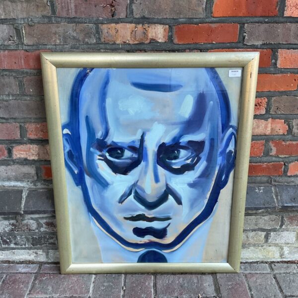 Modern impasto portrait painting on canvas with expressive brushstrokes.