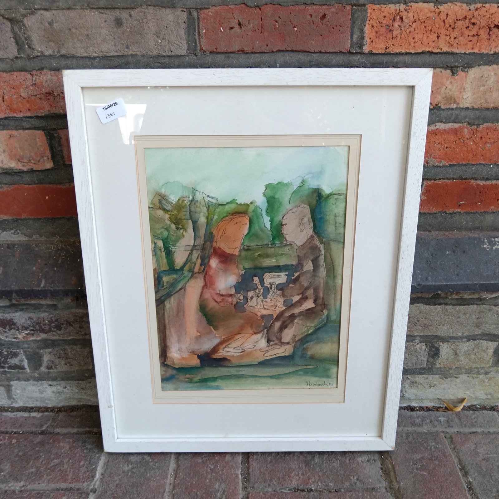 Impressionist watercolour painting of figures playing chess.