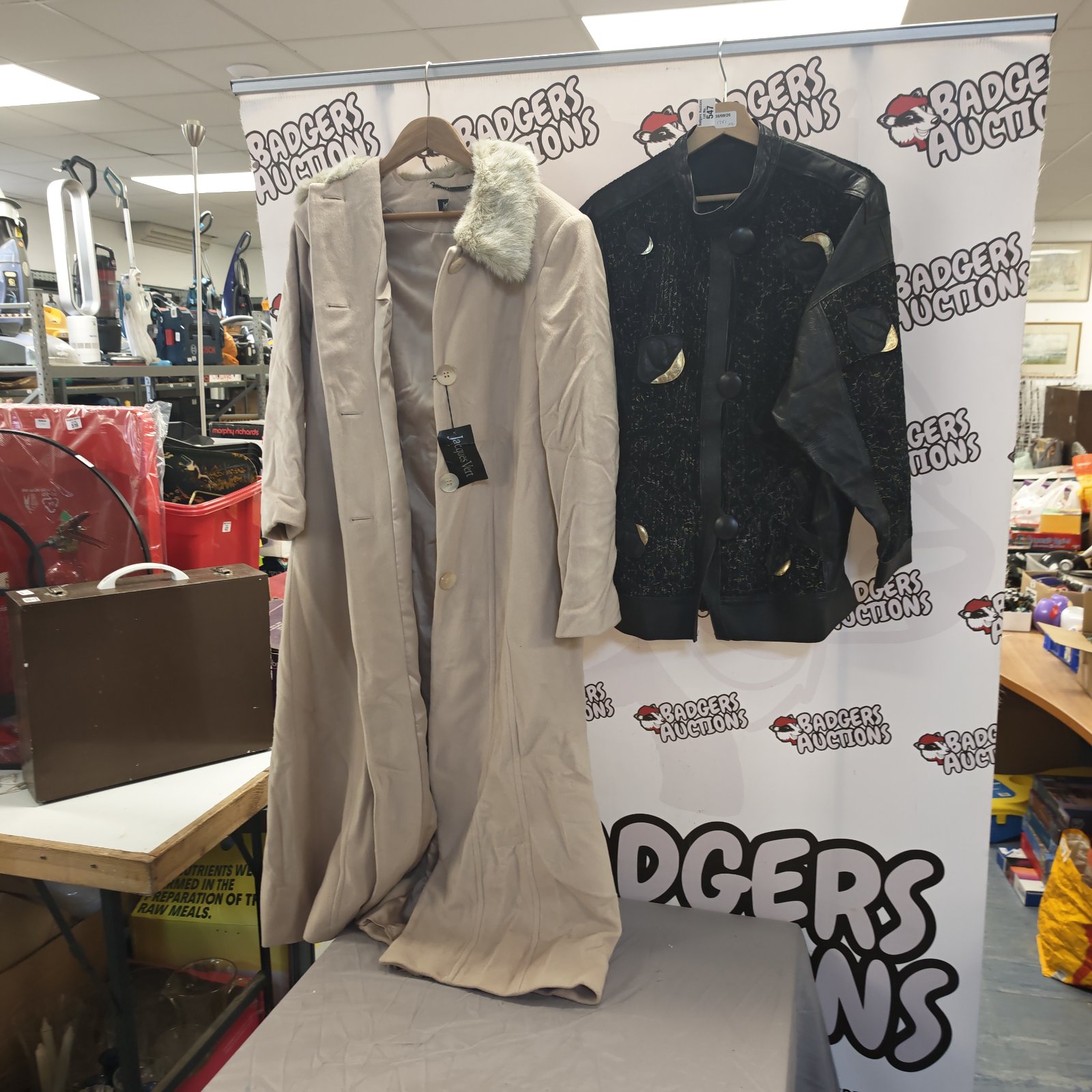 Jacques Vert size 16 coat and Henriette leather jacket with tags.