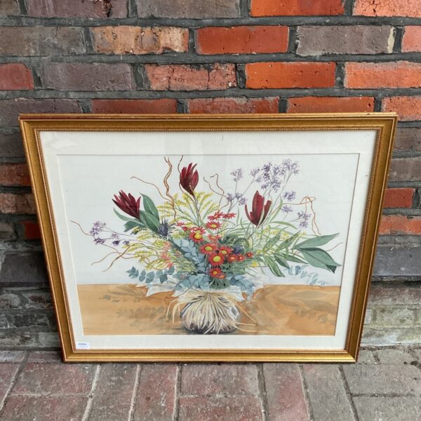Jan Clark still life watercolour painting of flowers in a vase.