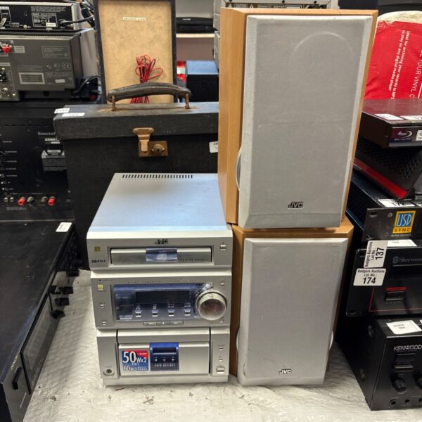 Silver JVC CA-UXP55 Micro HiFi System component stereo.