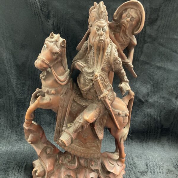 19th century Chinese wood carving of Kwang-Yu, the God of War.