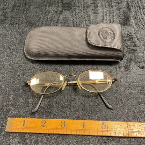 Gold framed Lacoste reading glasses, vintage style eyewear.