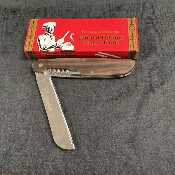 Vintage LamsonSharp Batard Folding Picnic Knife with original box.