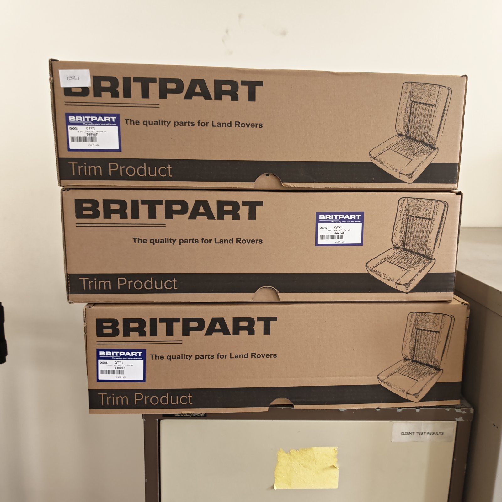 Britpart Land Rover seat cushions in original packaging.