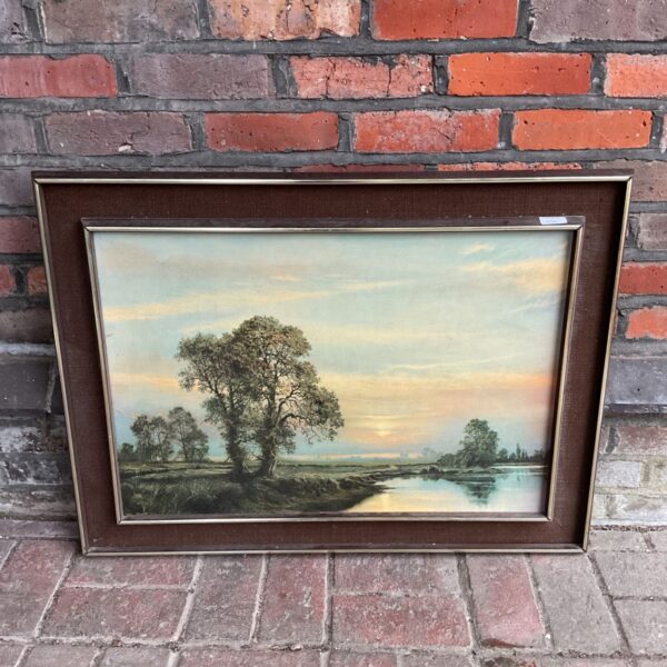 Framed landscape print of an old oak tree by Tony Sheath.