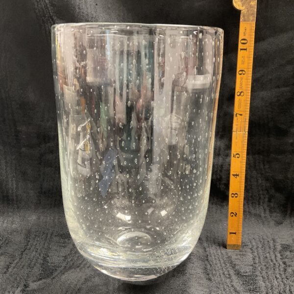 Large clear bubble glass vase in Whitefriars or Murano style.