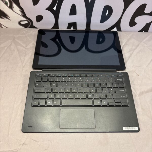 Front view of a Linx Intel tablet with attached keyboard.