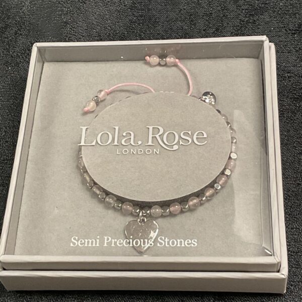 Lola Rose London bracelet with grey semi-precious stones in box.