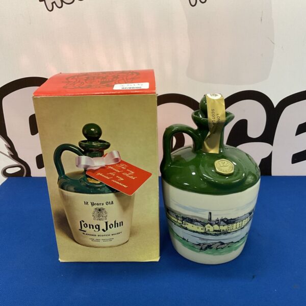 Sealed Long John 12 Year Old Scotch Whisky flagon with original box.