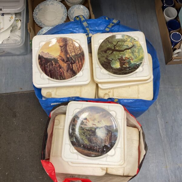 Lord of the Rings collectors plates in protective packaging.