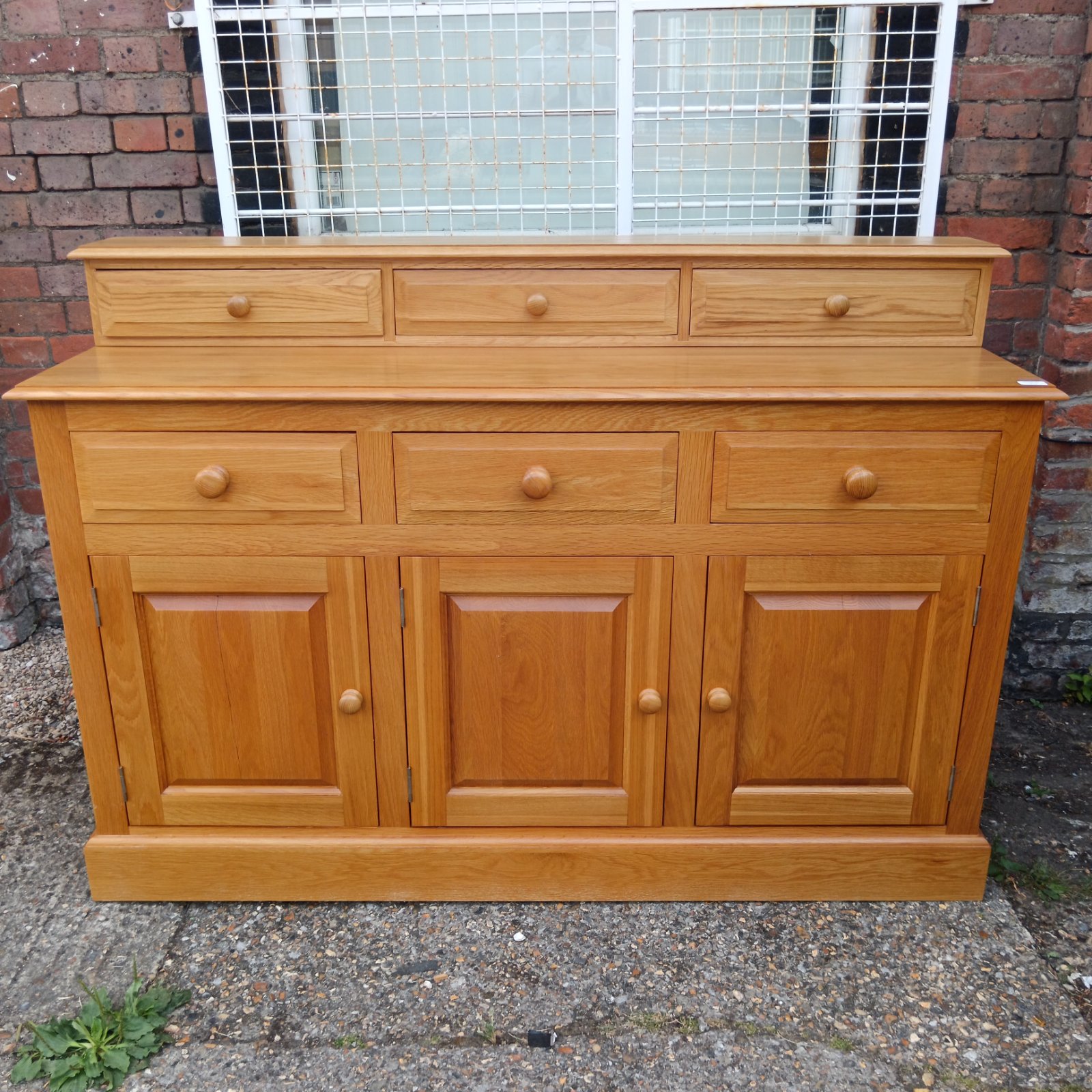 Oak furniture warehouse sideboard unit with top drawers w152cm h105cm d46cm