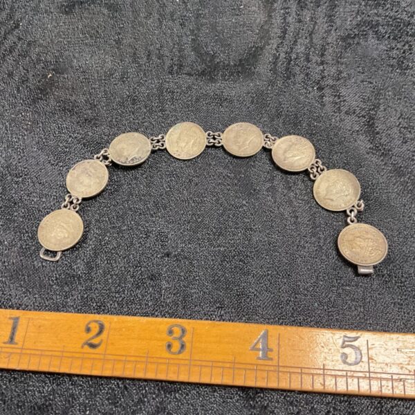 Silver 1941 Ceylon George Vl 10 cents coin sweetheart bracelet