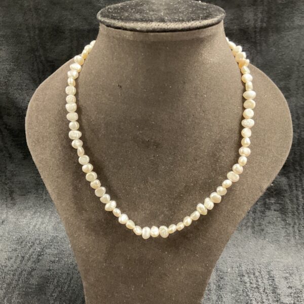 32” freshwater pearl necklace with silver clasp