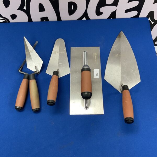5-piece tradesman/builders trowel set featuring hardened steel blades
