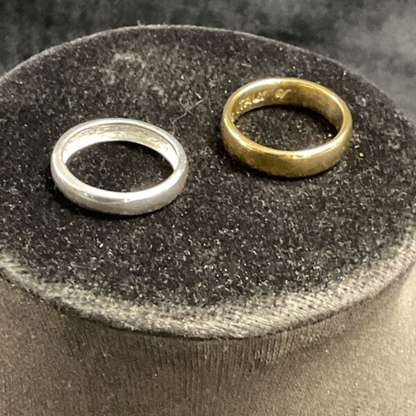 Two 925 Silver band rings one gilded sizes M N