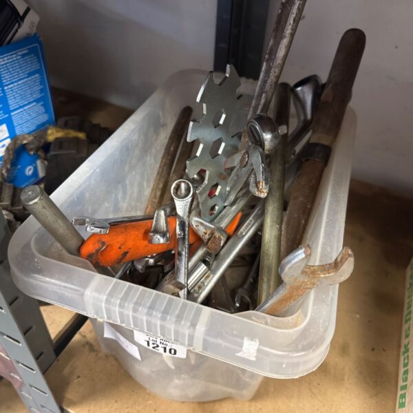 small tub of mixed tools inc spanners etc