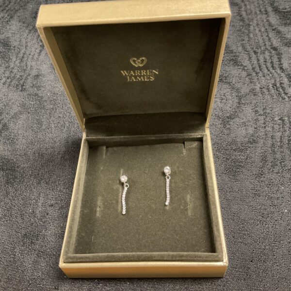 pair of 925 silver white stone earrings by Warren James jewellers