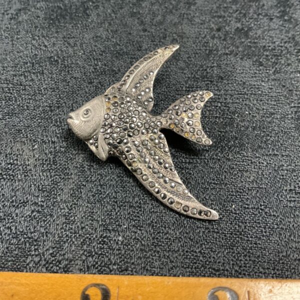 vintage art deco angelfish marcasite brooch