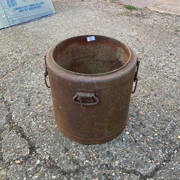 vintage insulated military food or water container, closely resembling a WWII-era round insulated field container or "mermite" style drum.