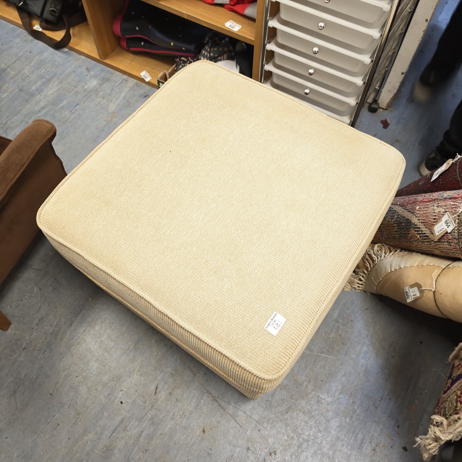 Cream fabric footstool