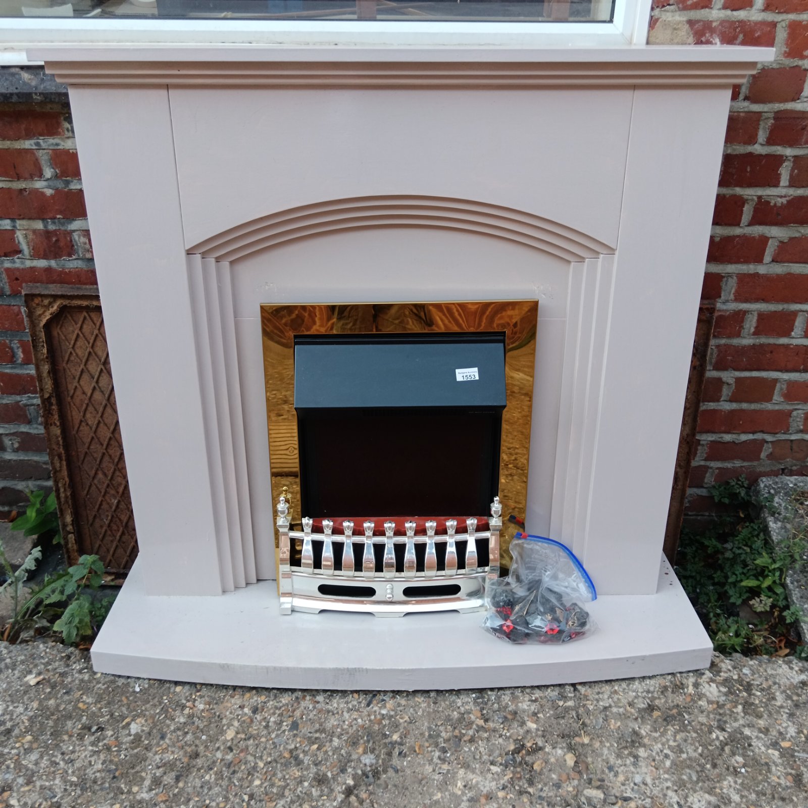 traditional-style electric inset fireplace with surround