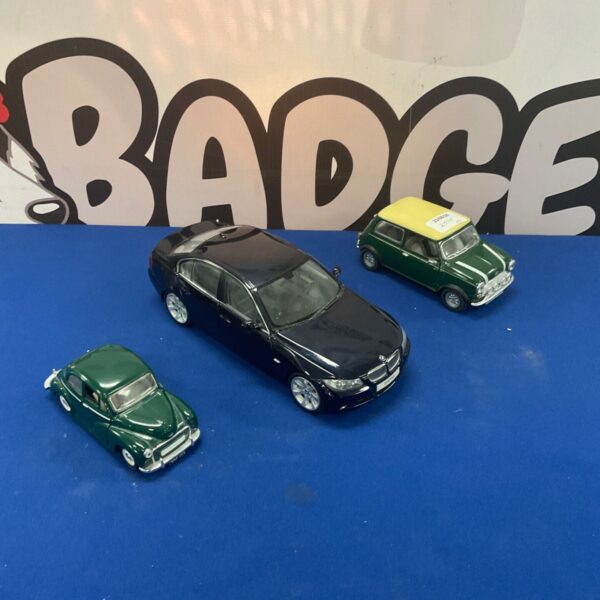 Kyosho BMW 3 Series Scale Diecast Model with Saica Morris Minor and Mini Cooper models