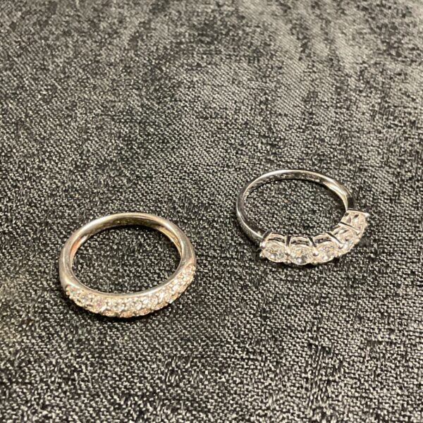 Two 925 Silver Cz Set Rings Size N
