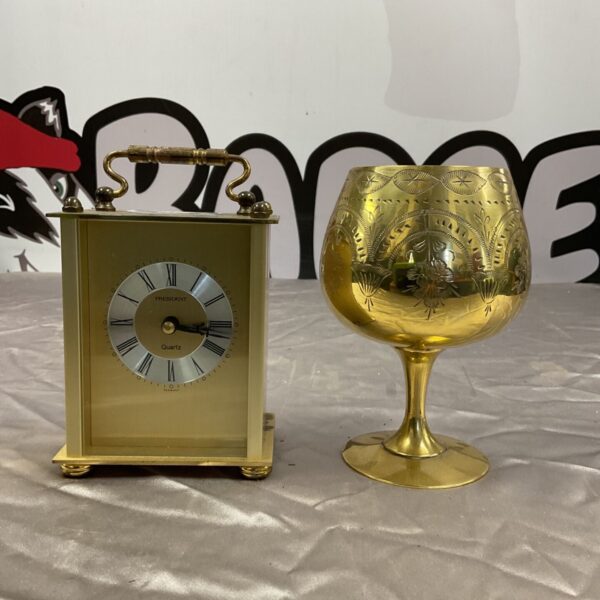 President Brass Carriage Clock with Goblet