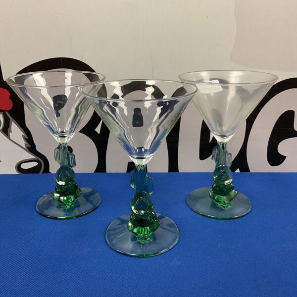 Set of 3 luminarc sleeping mexican green stem cocktail glasses