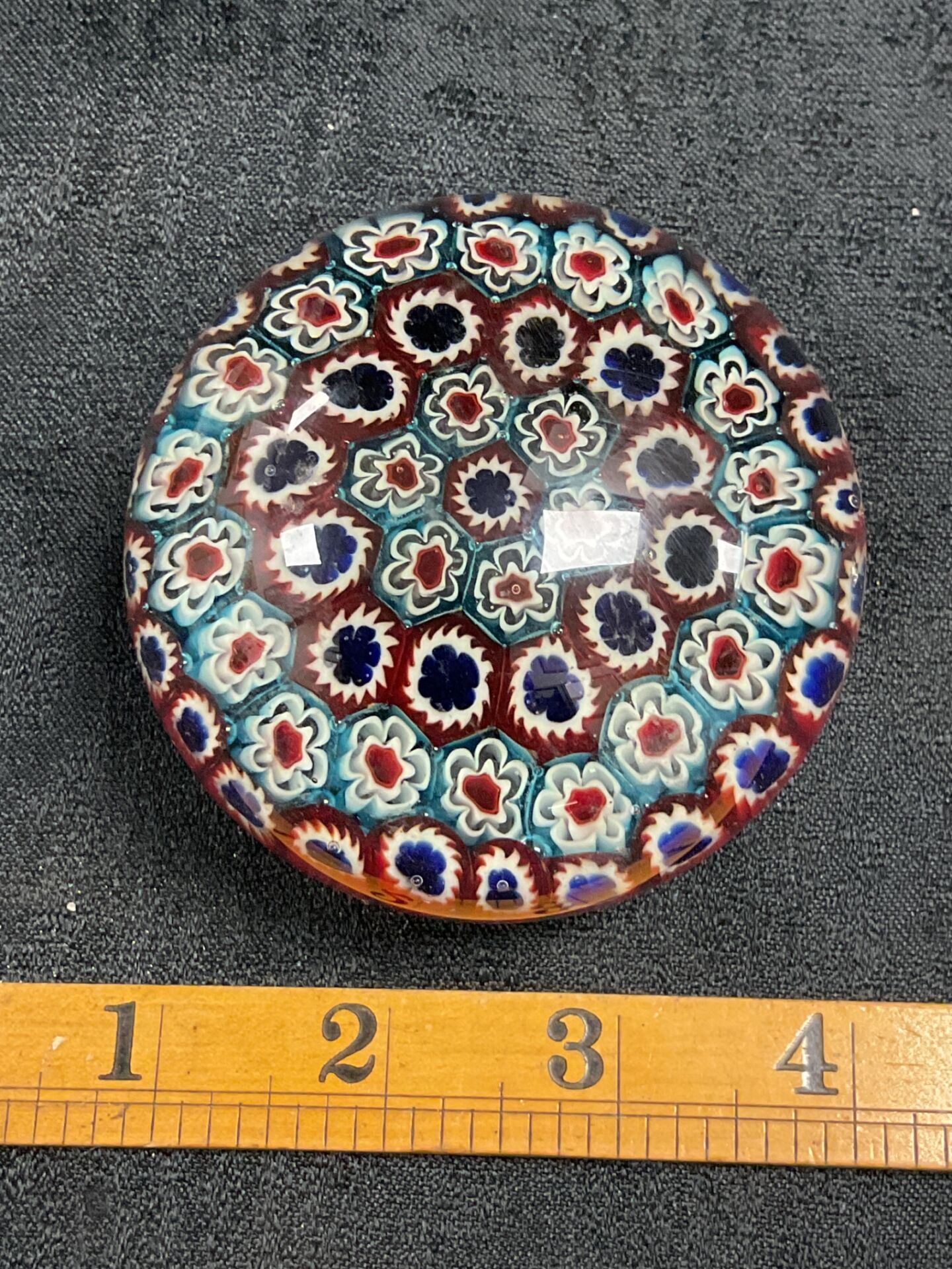 809 Vintage offset millifiori Glass Paperweight