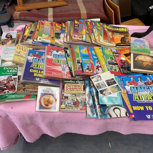 Vintage magazine and album lot, including Match Attack and annuals.