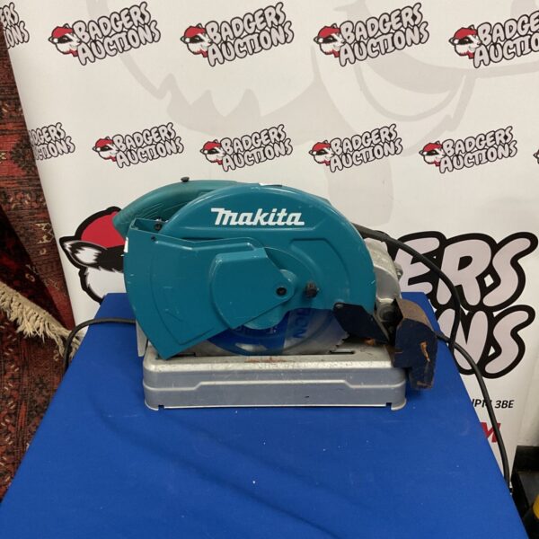Makita LW1400 portable cut-off saw for metal cutting.