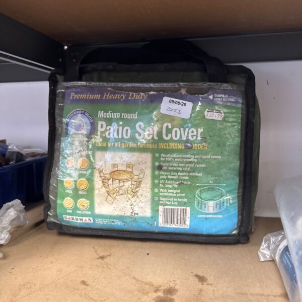 Medium round patio furniture cover set for weather protection.